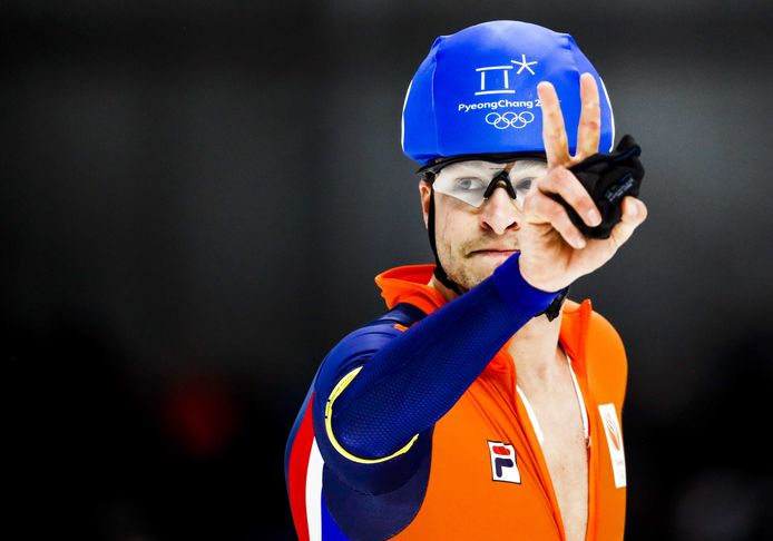 Sven Kramer na de finale massastart schaatsen in de Gangneung Oval tijdens de Olympische Winterspelen van Pyeongchang.