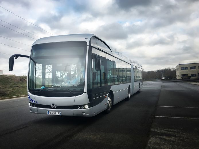 Een BYD bus van Keolis voor de regio Orleans. Er zijn 259 stuks van deze leverancier besteld voor het vervoer in de regio de komende jaren.