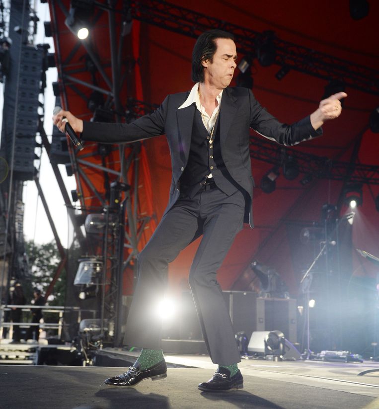 Nick Cave op het Roskilde Festival, juli 2018, Denemarken.  Beeld Getty