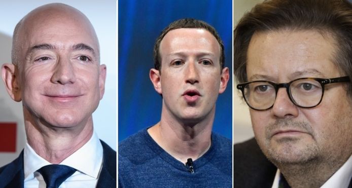 Jeff Bezos, Mark Zuckerberg en Marc Coucke