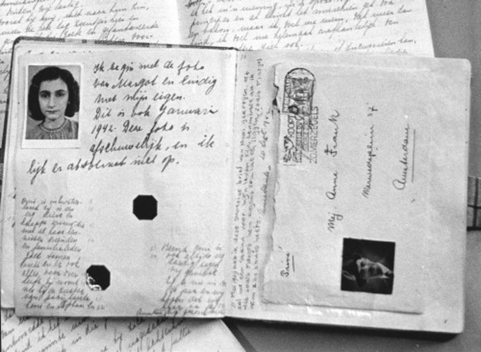 Bladzijde uit het originele dagboek van Anne Frank. ANP