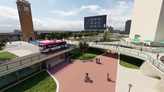 Impressie van het vernieuwde stationsgebied in Nijmegen.