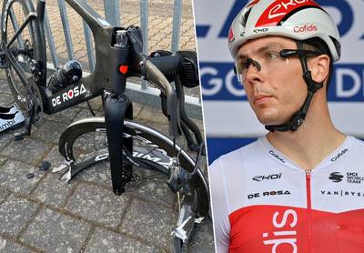 Duitse renner Walscheid toont enorme ravage aan zijn fiets na zware aanrijding: “Surreëel om hem zo te zien”