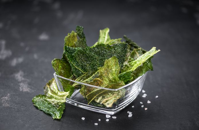 Savoy cabbage chips from the air fryer.