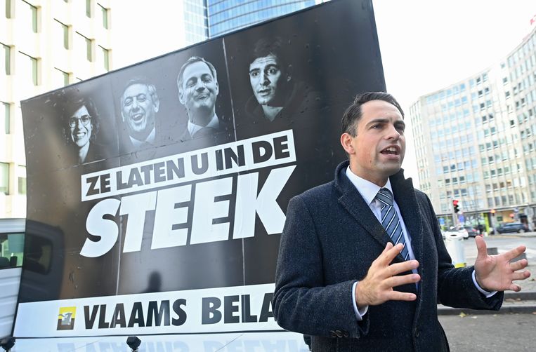 ‘Wat Tom Van Grieken wil met Vlaanderen, laat de grondwet niet toe.’ Beeld Photo News