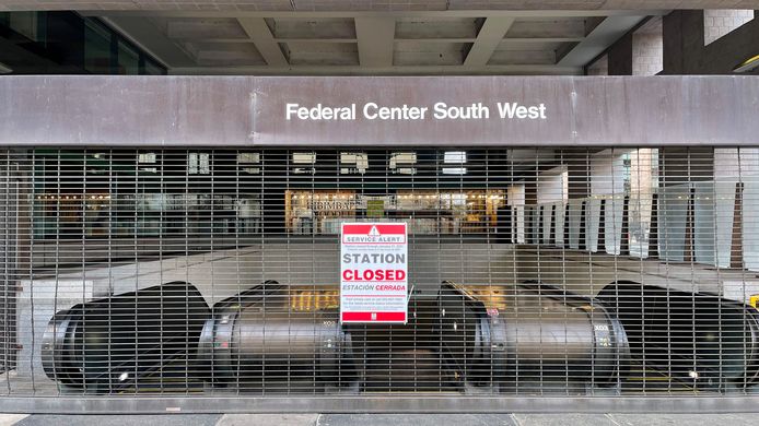 Een gesloten metrostation in Washington, DC.