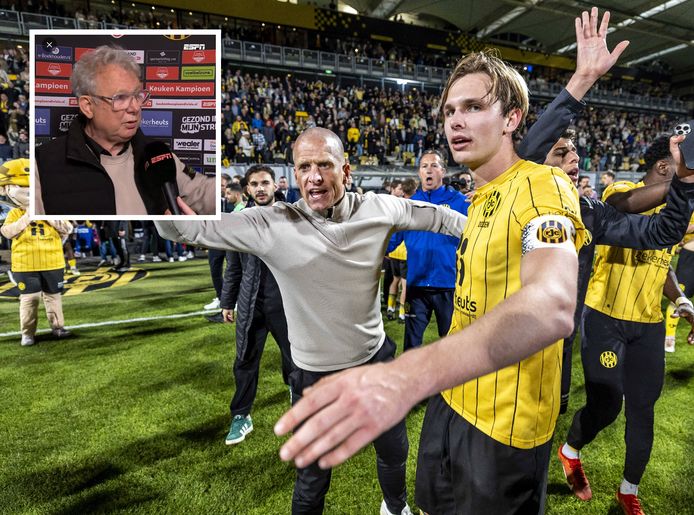Roda JC-trainer Bas Sibum en aanvoerder Matisse Didden probeerden vrijdag iedereen tot kalmte te manen, nadat bleek dat de berichtgeving van Wim Frijns (inzet) onjuist was.