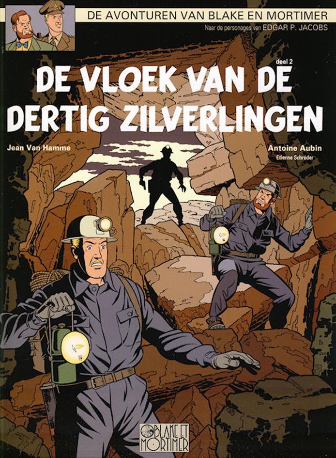Een cover van de Blake & Mortimer-strip 'De vloek van de dertig zilverlingen'.