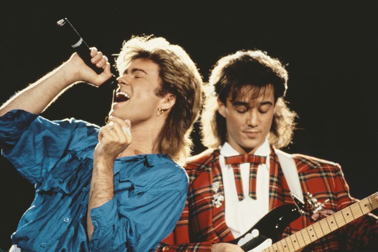 Wham! Tijdens hun ‘Big Tour’, 1984-1985. Beeld Getty Images