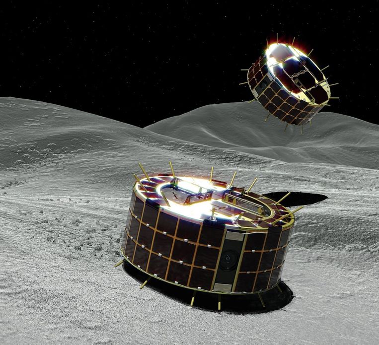 Zo zouden de landertjes eruit zien op het oppervlak van de planetoïde. Beeld EPA