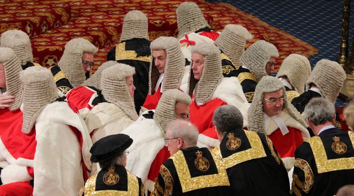 Leden van het House of Lords in het Paleis van Westminster in Londen.