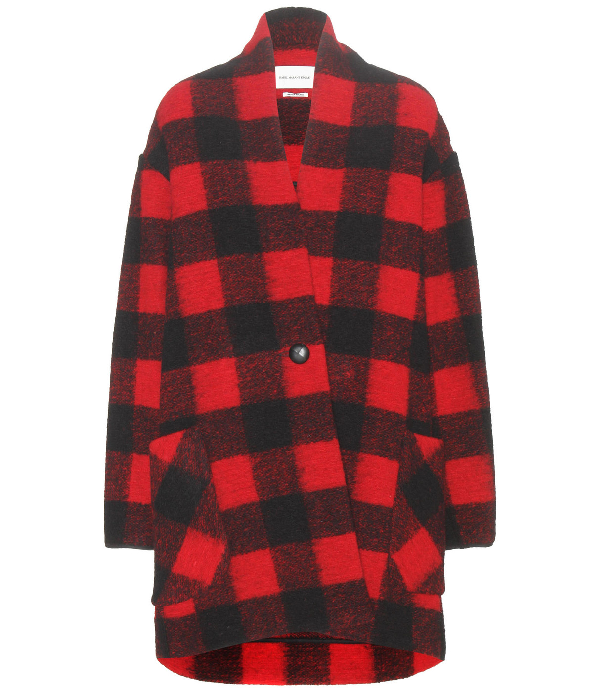 Geruite wollen jas met oversized pasvorm van Isabel Marant, € 340. mytheresa.com. Beeld - 