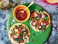 Taco’s met spinazie, chorizo en aardappel 
