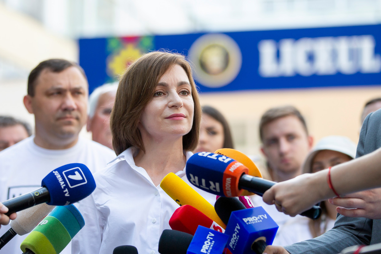 Maia Sandu, de eerste vrouwelijke president ooit van Moldavië.  Beeld EPA