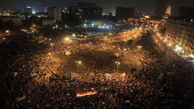Het Tahrirplein gisteravond. Beeld reuters
