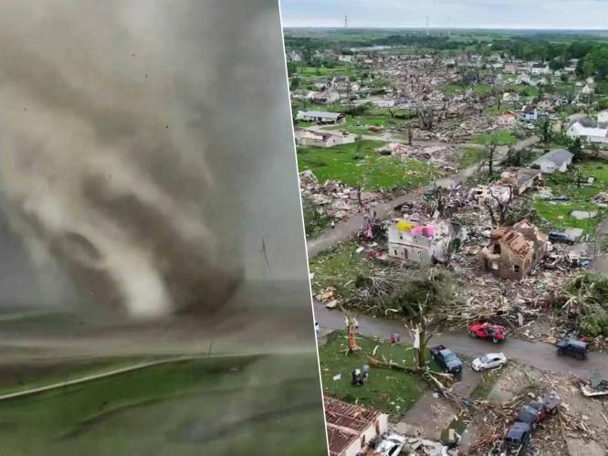 KIJK. Uniek dronebeeld toont hoe tornado door Amerikaanse Iowa raast: meerdere slachtoffers en gigantische ravage