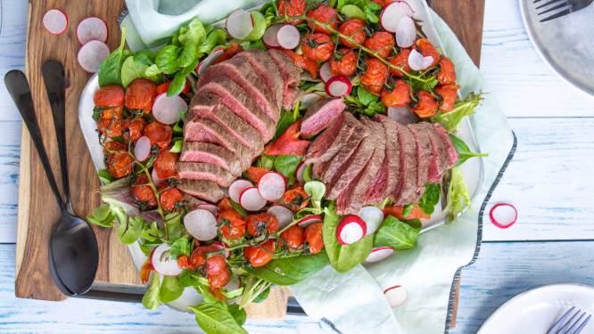 Wat Eten We Vandaag: Biefstuksalade met gepofte tomaatjes