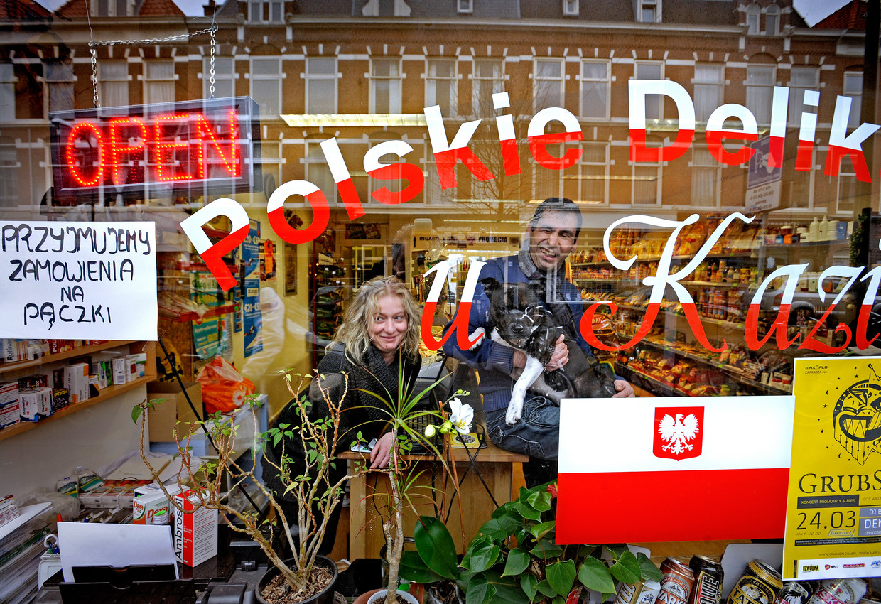 Een Poolse winkel in Den Haag. Het grootste deel van de immigranten in Nederland komt uit EU-landen.  Beeld raymond rutting / de volkskrant