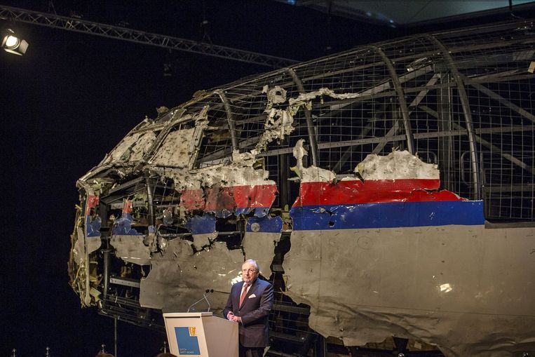 Tjibbe Joustra tijdens de presentatie van het MH17-rapport. Beeld EPA