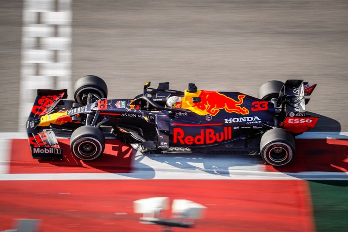 De Red Bull met Honda-motor van Max Verstappen.