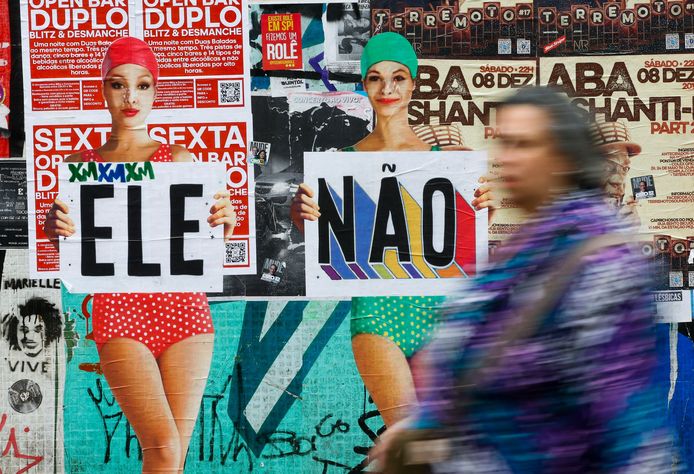 Voor de verkiezingen werd de hashtag #elenao 'hij niet' erg populair onder vrouwen die absoluut niet wilden dat de seksistische Bolsonaro aan de macht kwam.