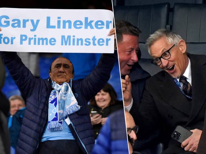 Massale steun voor Gary Lineker, die lachend op Leicester-tribunes zit, BBC moet het ontgelden na kurkdroge ‘Match of the Day’