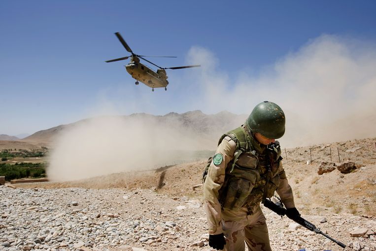 De Nederlandse luchtmobiele brigade in actie in Afghanistan. Beeld ANP / Evert Jan Daniels