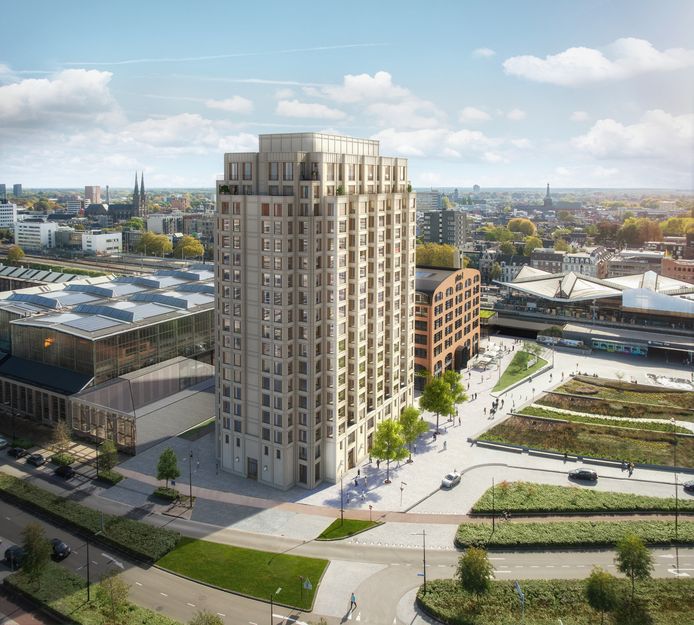 De Brabander wordt afgewerkt met prefab betonplaten in plaats van het oorspronkelijke baksteen.