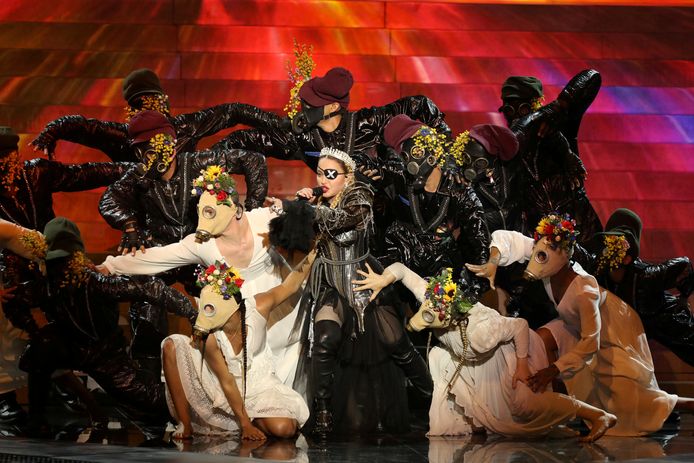 Madonna op het Eurovisiesongfestival 2019.
