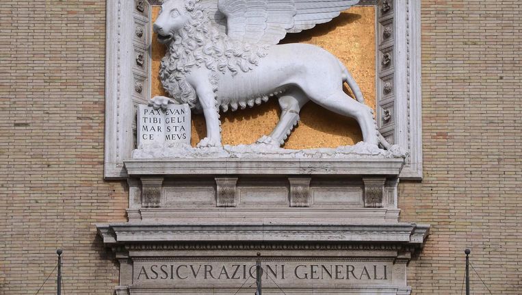 Een plaquette op kantoor van Generali in Rome. Beeld afp