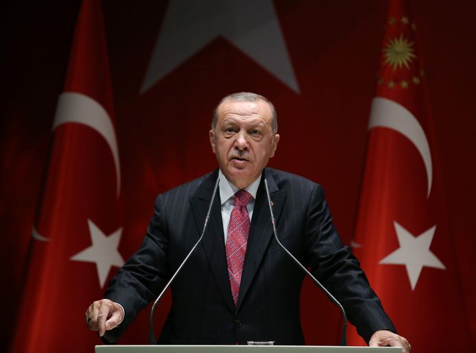 Erdogan tijdens zijn toespraak in Ankara donderdag.