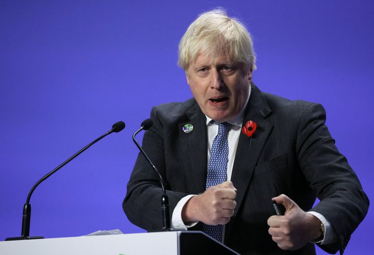 De Britse premier Boris Johnson donderdag in Glasgow.  Beeld Reuters