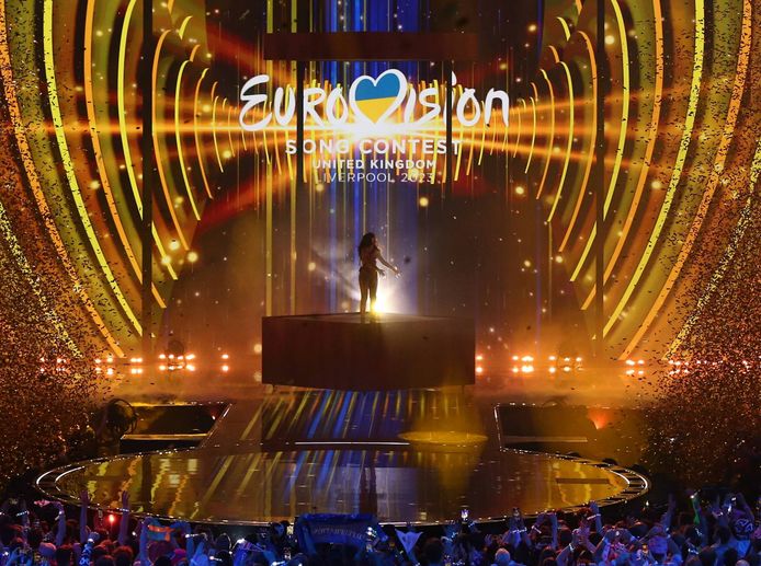 De winnaar van het 67e Eurovisie Songfestival, Loreen uit Zweden, op 13 mei 2023 in Liverpool.
