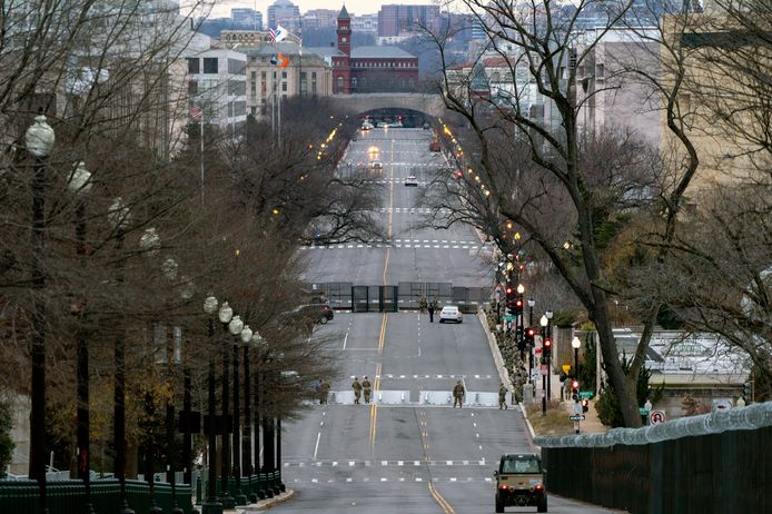 Een afgesloten Independence Avenue in Washington, DC.