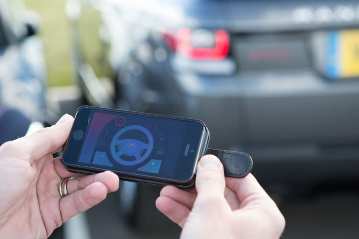App waarmee de Range Rover op afstand kan worden bestuurd. Beeld Jaguar Range Rover