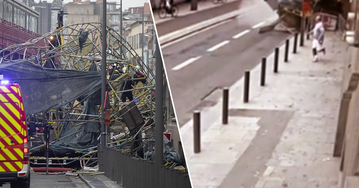Video Beelden Tonen Hoe Voorbijgangers Lopen En Fietsen Voor Hun Leven Als Stelling In Antwerpen Instort Binnenland Hln Be
