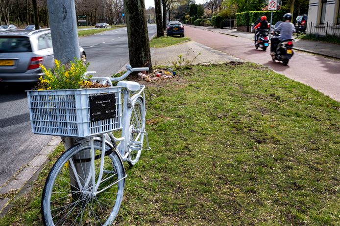 Ter nagedachtenis aan een vorig jaar in Nijmegen op de fiets doodgereden studente is een monumentje opgericht.