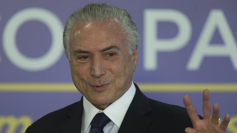 De Braziliaanse president Michel Temer overleefde de stemming. Beeld epa
