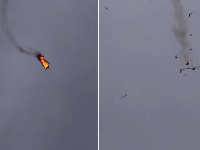 Spectaculaire beelden: helikopter Syrisch leger neergehaald door rebellen
