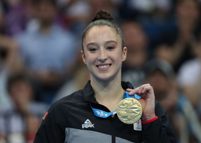 Dat Nina Derwael ook op de balk grote medailles kan winnen, bewees ze in de Europese Spelen in Minsk 2019 met goud.