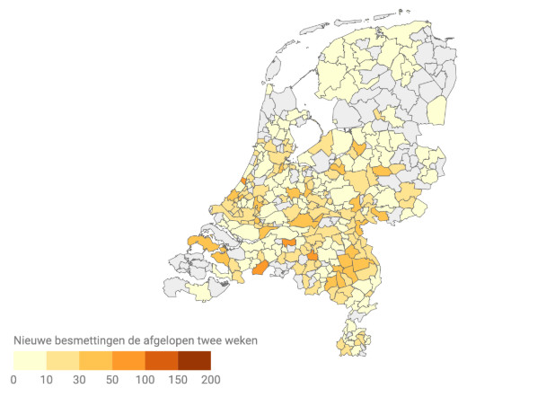 Coronakaart Hoeveel Nieuwe Besmettingen Waren Er De Afgelopen Twee Weken In Jouw Gemeente Foto Tubantia Nl