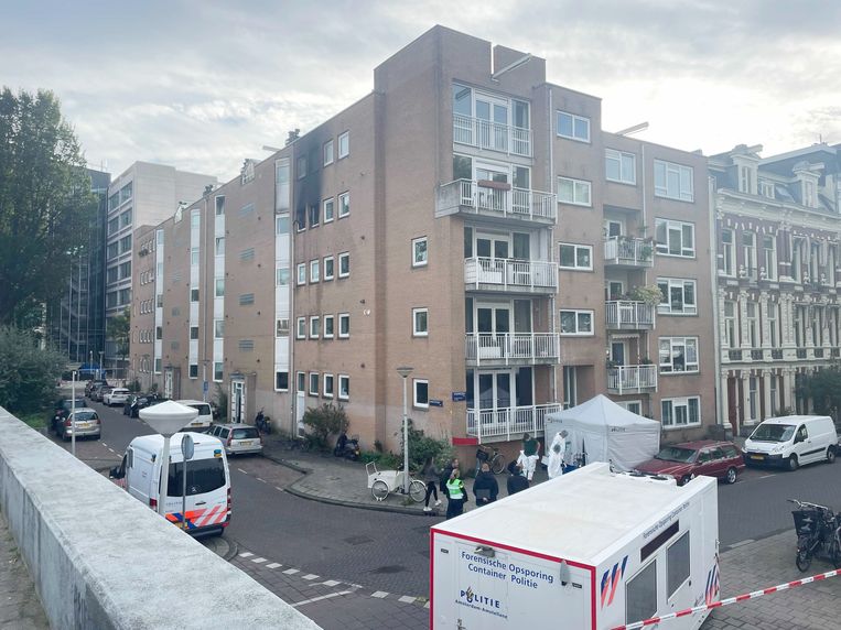 Brand in de Mauritsstraat, waarbij in oktober bewoonster Diana Gemert om het leven kwam. Beeld Het Parool