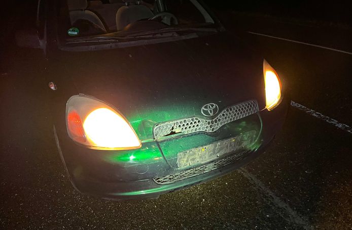 De auto liep schade op na een botsing met een ree.