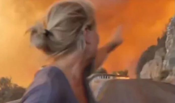 Alex Crawford, correspondante pour la chaîne britannique Sky News, a failli se retrouver coincée par les flammes.