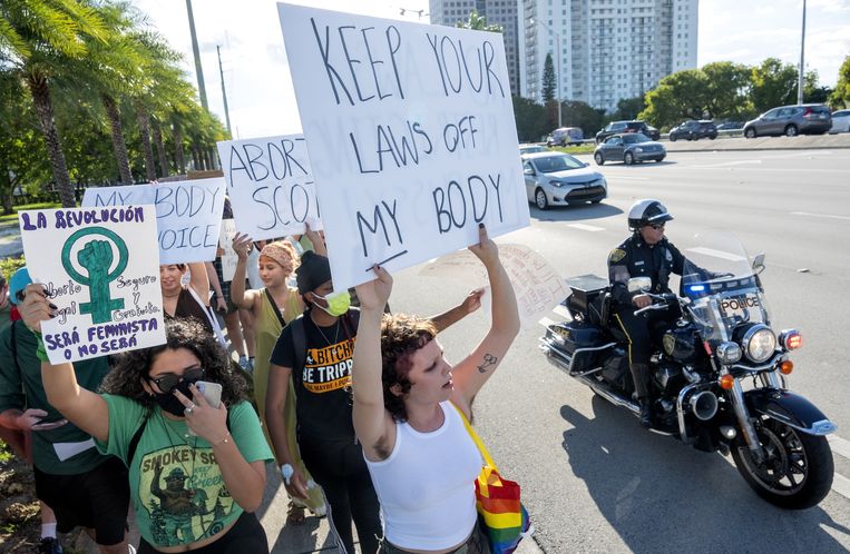 Demonstranten protesteren voor het recht op abortus in de Verenigde Staten. Beeld ANP / EPA