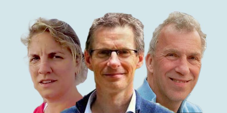 Aimée Slangen (klimaatonderzoeker NIOZ), Bart van den Hurk (expert weer en klimaat Deltares) en Rein Haarsma (atmosfeerexpert KNMI). Beeld 