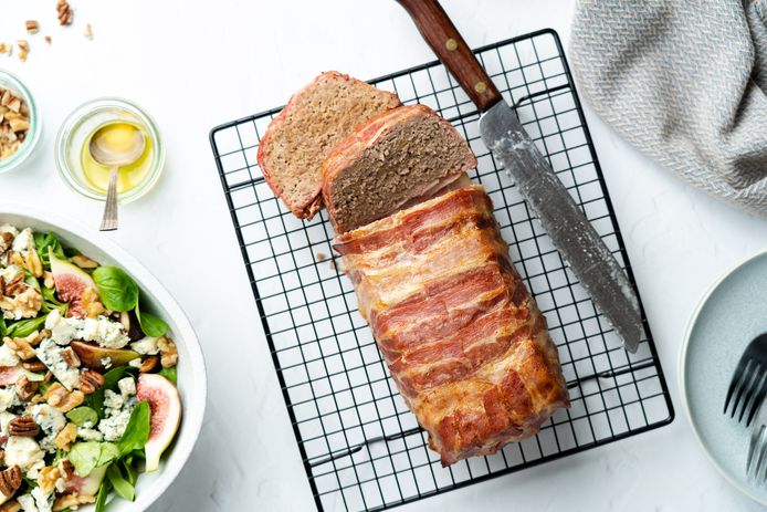 Gehaktbrood met vijgensalade.