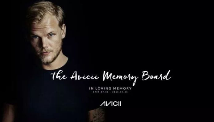 Officiële website Avicii is nu gedenkplaats.