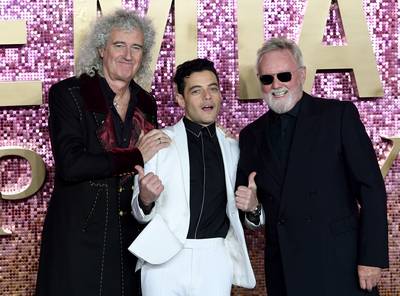 Brian May en Roger Taylor bij première Bohemian Rhapsody