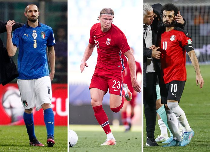 Onder anderen Giorgio Chiellini, Erling Haaland en Mo Salah zijn straks niet op het WK te bewonderen.